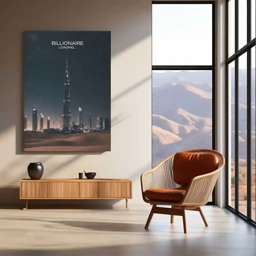 Quote Metal Poster | Billionaire Loading | Wealth Vision, Patience & Long-Term Focus Metal Frame - TURTLEWINGS 