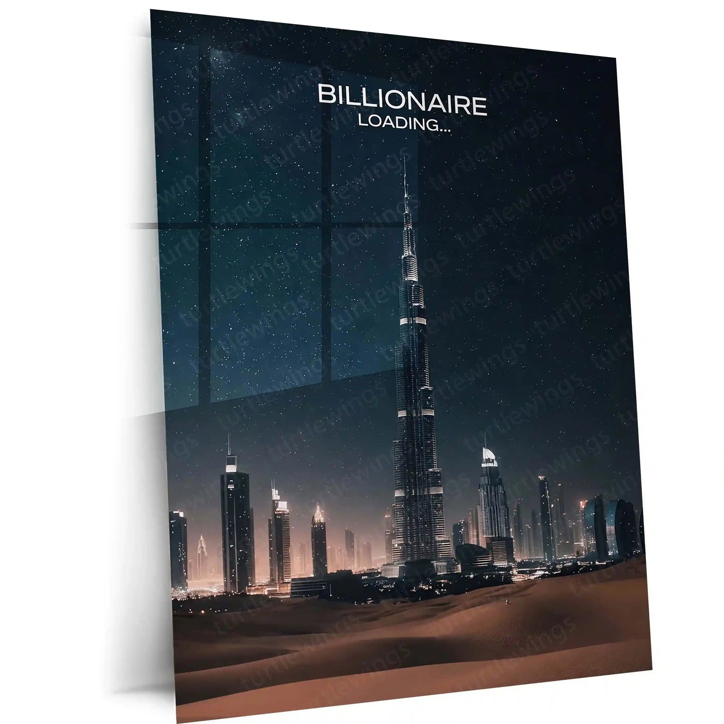 Quote Metal Poster | Billionaire Loading | Wealth Vision, Patience & Long-Term Focus Metal Frame - TURTLEWINGS 