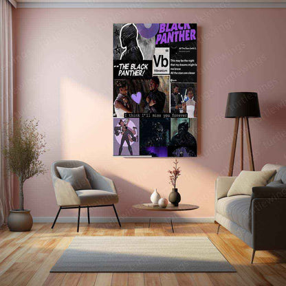Black Panther Metal Poster – Wakanda Forever Marvel Wall Art - TURTLEWINGS