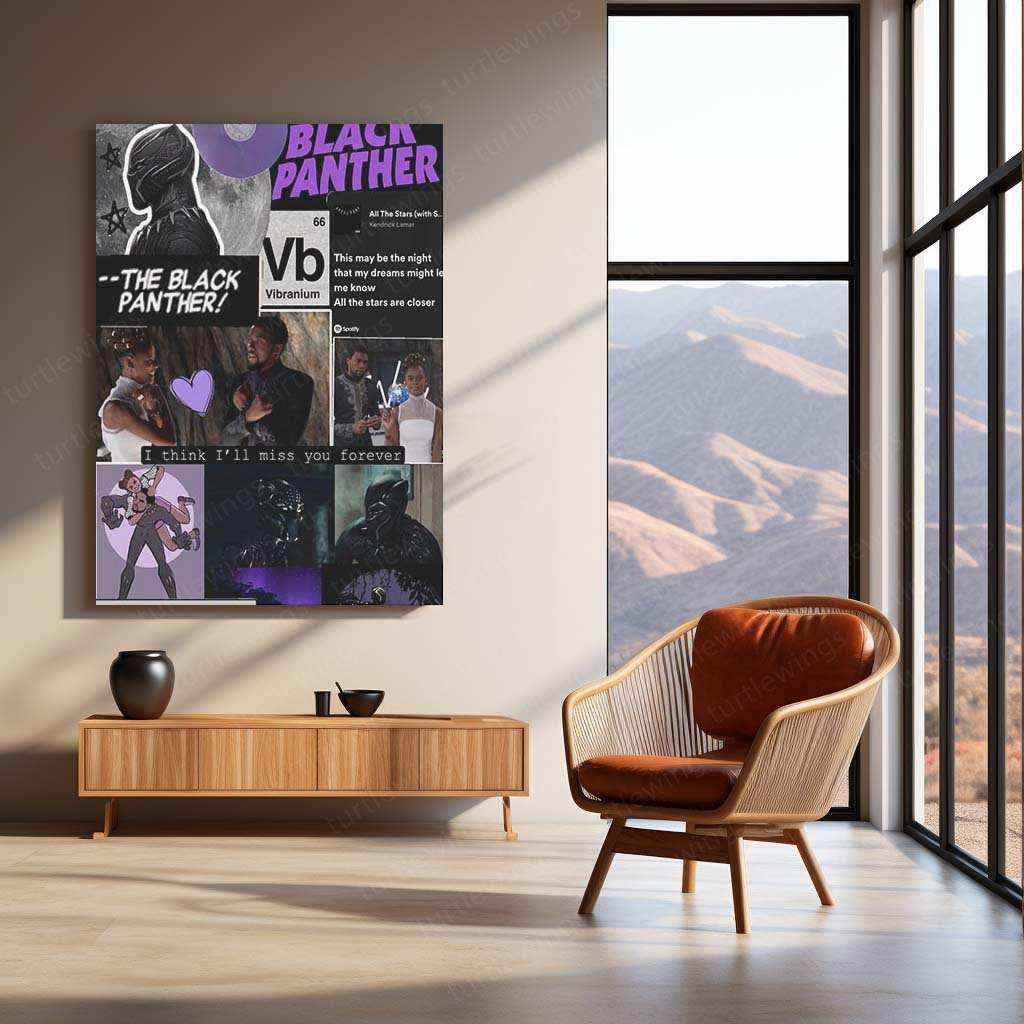 Black Panther Metal Poster – Wakanda Forever Marvel Wall Art - TURTLEWINGS