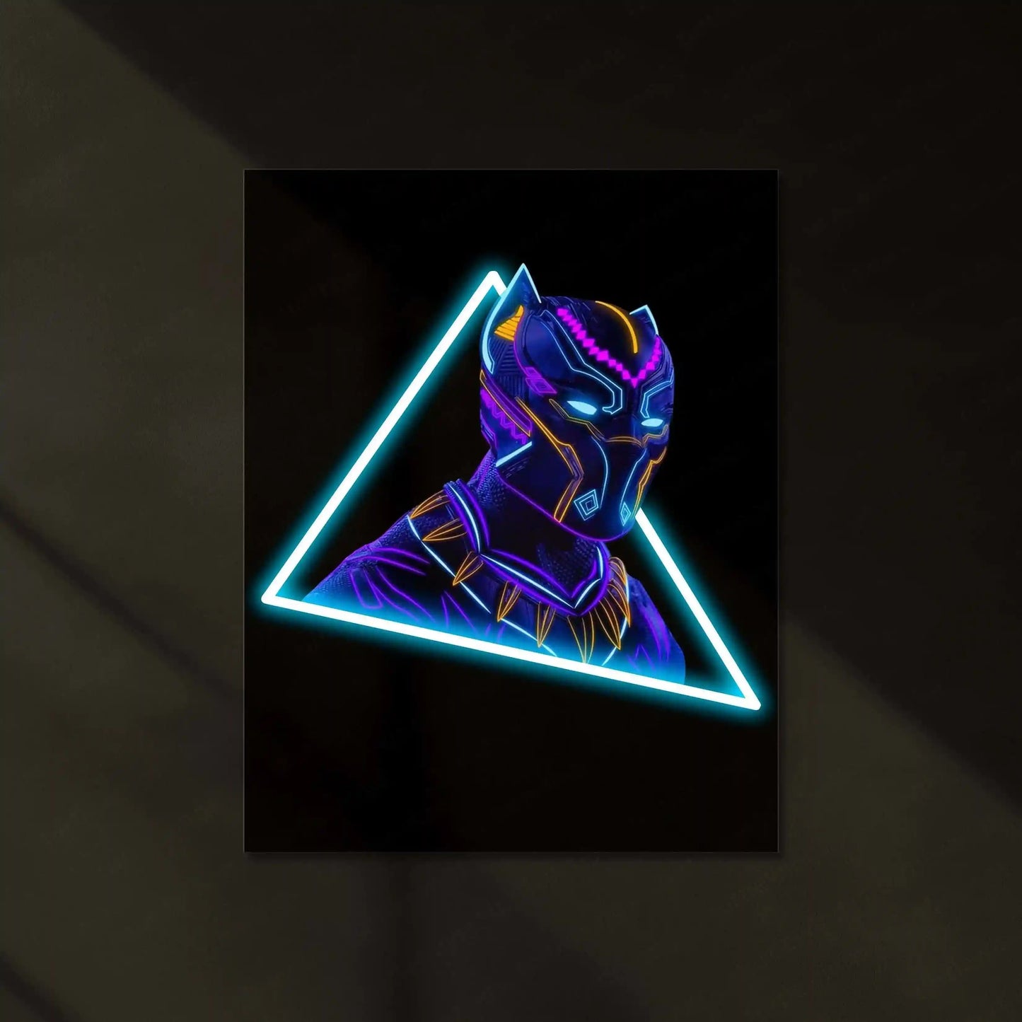Black Panther Neon LED Metal Poster â Marvel Superhero Wall Art for Wakanda Fans - TURTLEWINGS