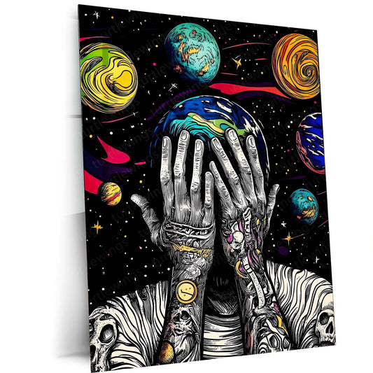 Blind Universe – The Silence Beyond Stars | Abstract Cosmic Metal Frame Poster