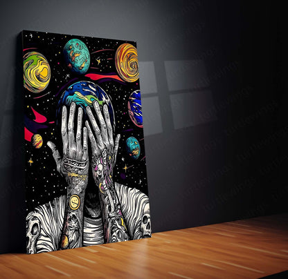 Blind Universe – The Silence Beyond Stars | Abstract Cosmic Metal Frame Poster