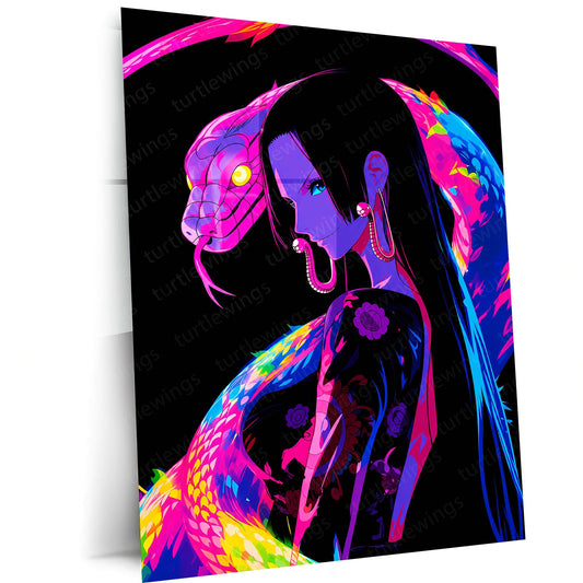 Anime Metal Poster | Boa Hancock Neon Serpent One Piece Wall Art