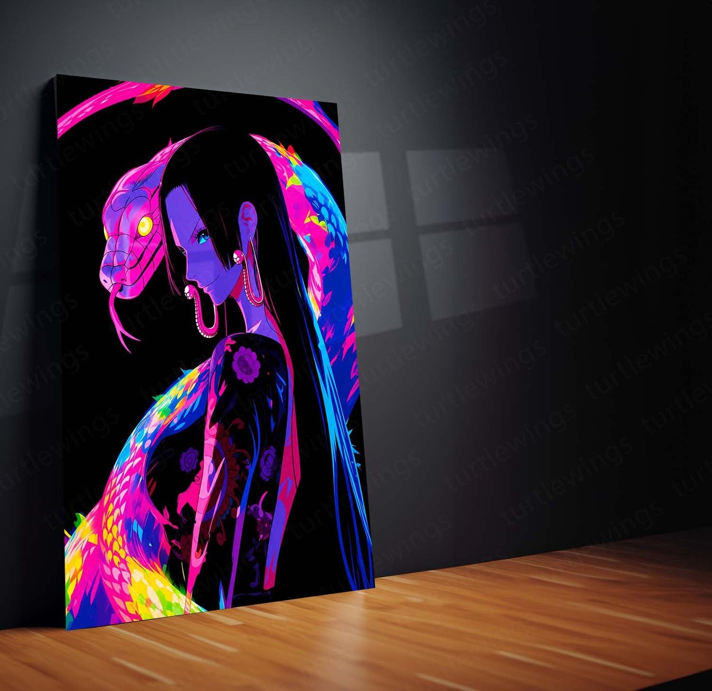 Anime Metal Poster | Boa Hancock Neon Serpent One Piece Wall Art