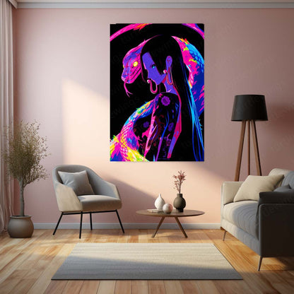 Anime Metal Poster | Boa Hancock Neon Serpent One Piece Wall Art