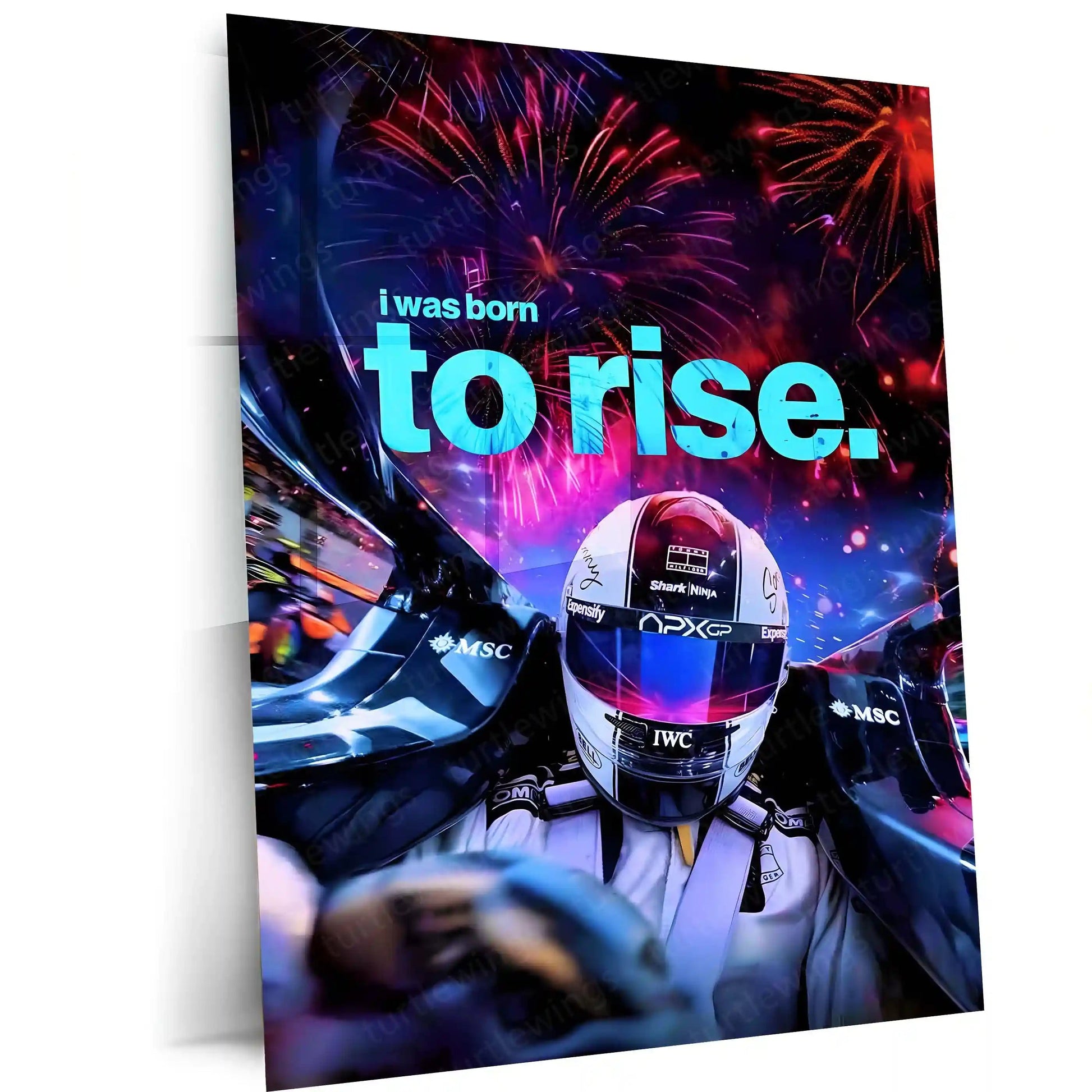 Quote Metal Poster | Sonny Hayes – Born to Rise Metal Frame Relentless Comeback & Racing Grit Wall Art | Elite Motorsport Mindset Quote Metal Poster - TURTLEWINGS