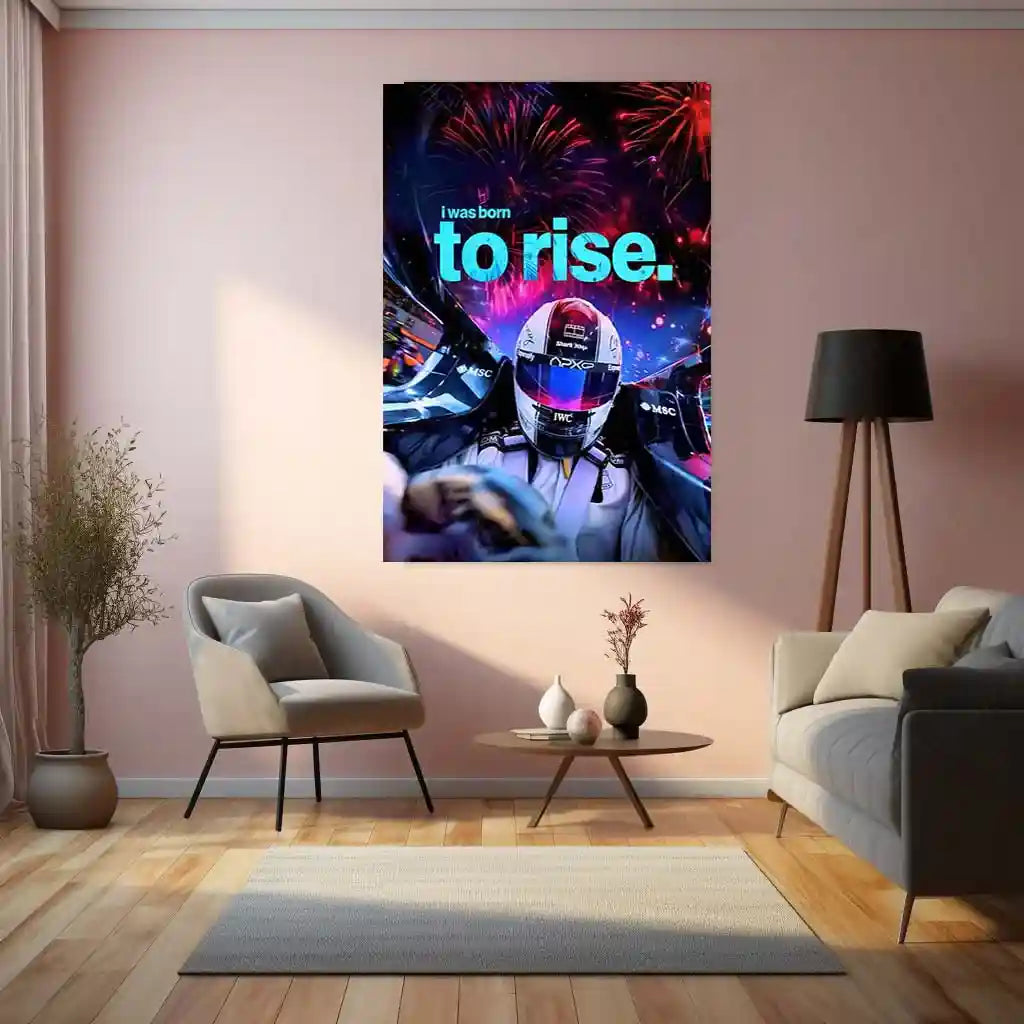 Quote Metal Poster | Sonny Hayes – Born to Rise Metal Frame Relentless Comeback & Racing Grit Wall Art | Elite Motorsport Mindset Quote Metal Poster - TURTLEWINGS