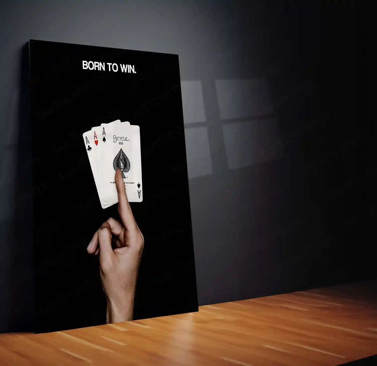 Born to Win | Power Mindset Poker Metal Frame Confidence, Strategy & Winning Mentality Wall Art - TURTLEWINGS 