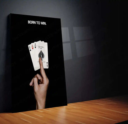 Born to Win | Power Mindset Poker Metal Frame Confidence, Strategy & Winning Mentality Wall Art - TURTLEWINGS 