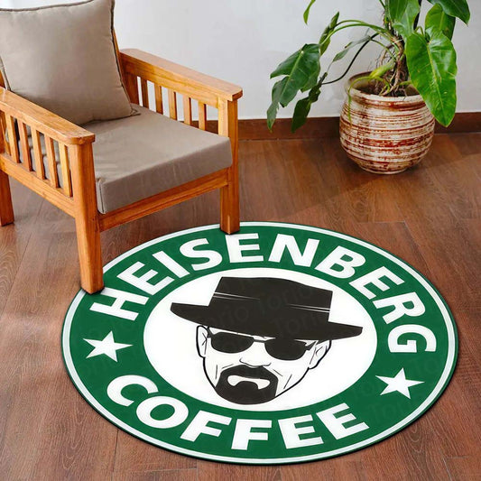Heisenberg Coffee Round Flat Rug | Breaking Bad Inspired Circle Floor Mat | Anti-Slip 3 mm Absorbent Flat Rug for Bedroom, Gaming Room & TV Series Decor
