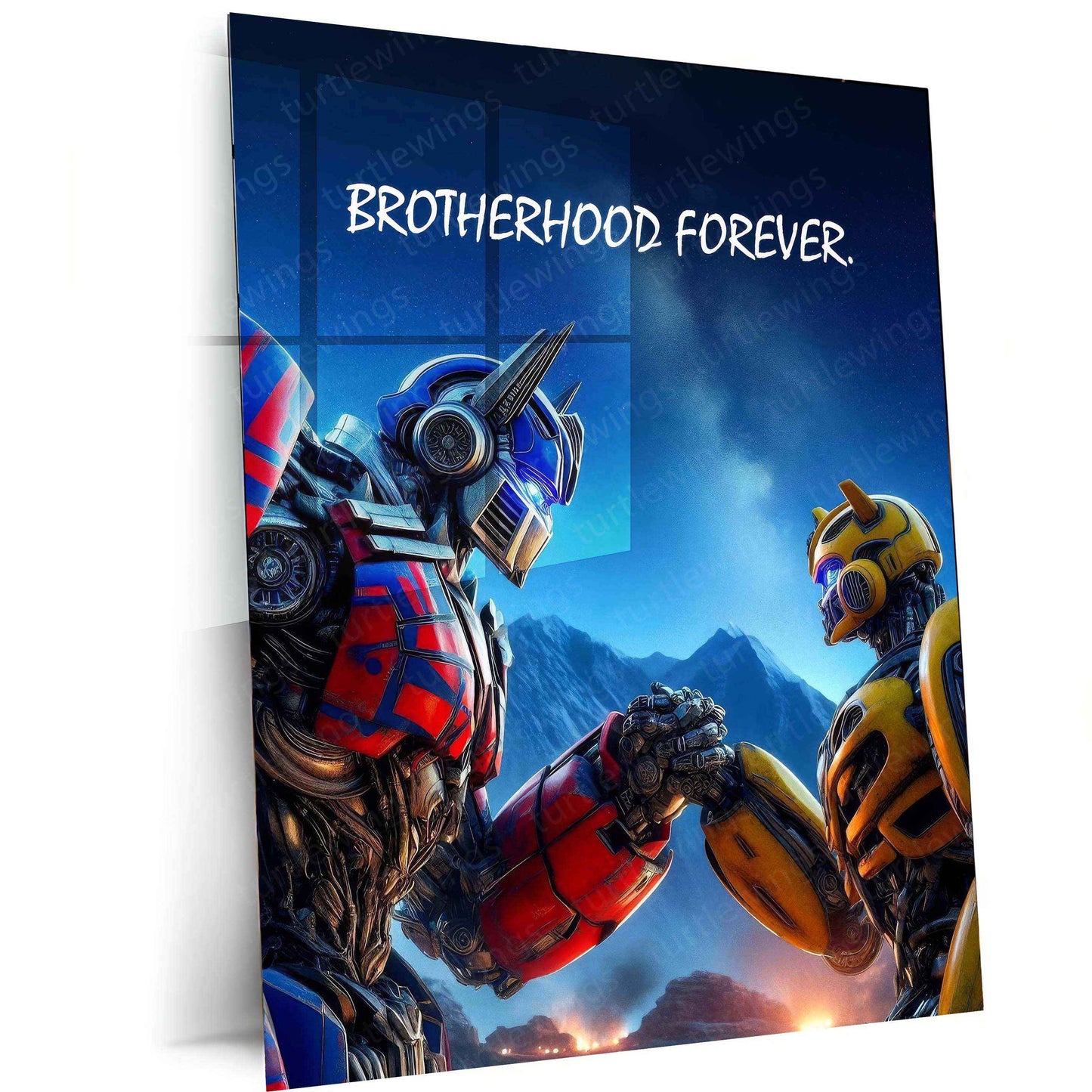 Transformers Brotherhood Metal Poster – Optimus Prime & Bumblebee Wall Art - TURTLEWINGS