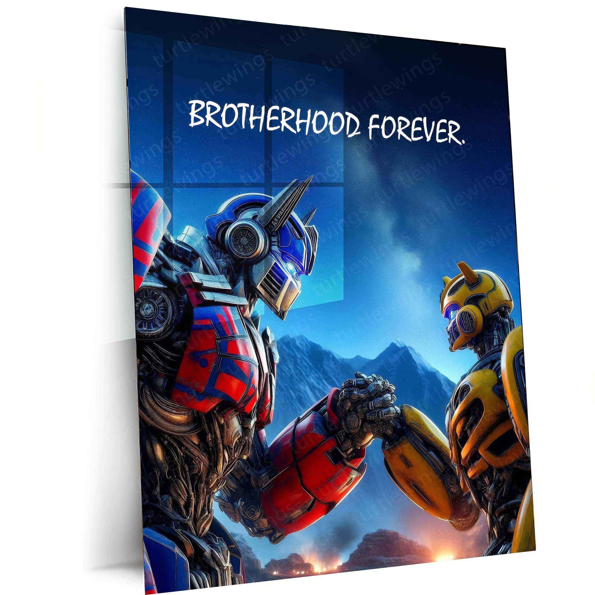 Transformers Brotherhood Metal Poster – Optimus Prime & Bumblebee Wall Art - TURTLEWINGS
