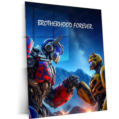 Transformers Brotherhood Metal Poster – Optimus Prime & Bumblebee Wall Art - TURTLEWINGS