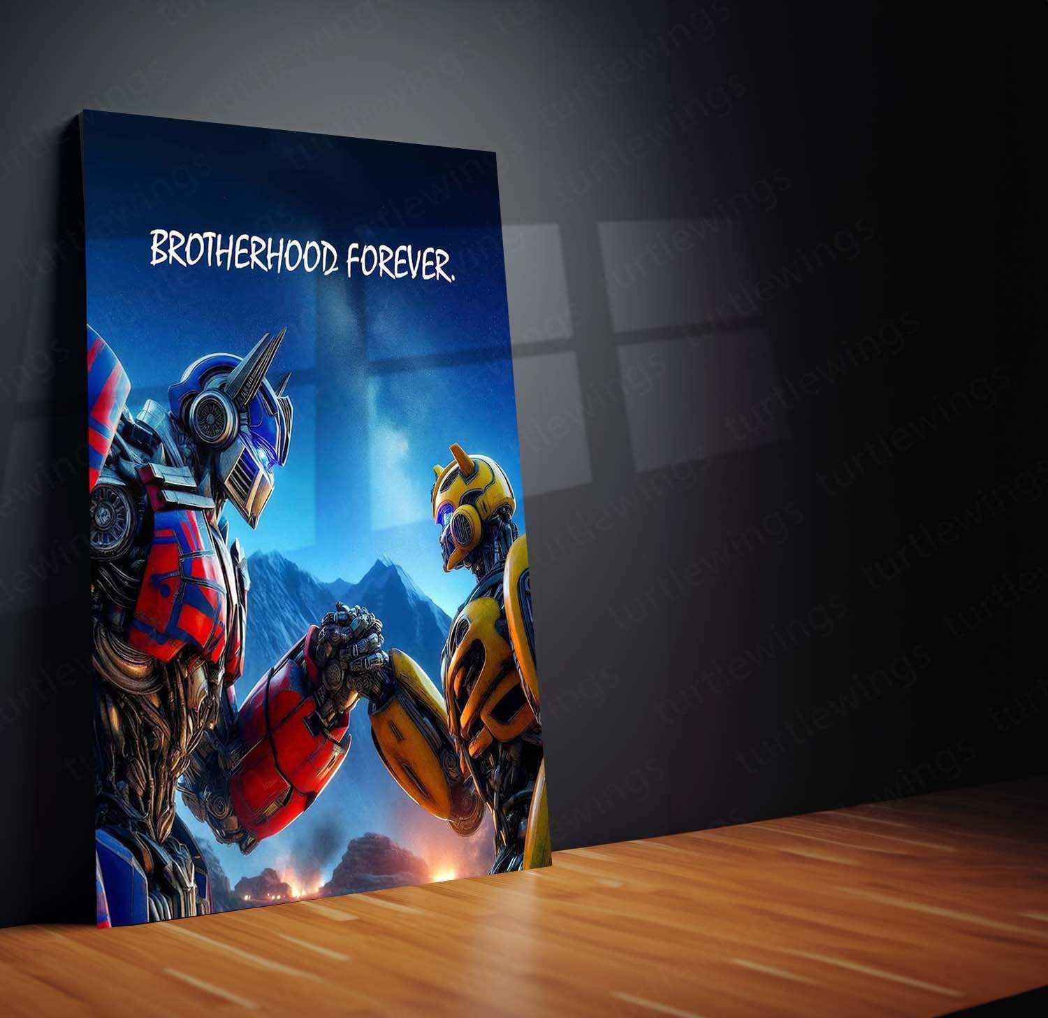Transformers Brotherhood Metal Poster – Optimus Prime & Bumblebee Wall Art - TURTLEWINGS