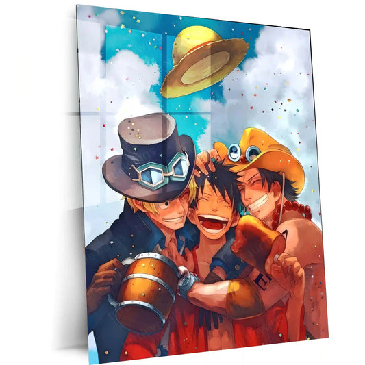 Anime Metal Poster | Brothers of the Sea – Luffy, Ace & Sabo Metal Poster | One Piece Brotherhood Wall Frame - TURTLEWINGS 