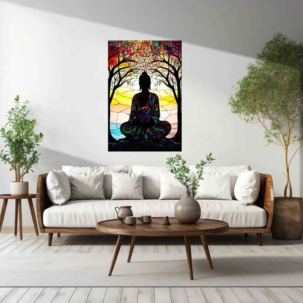 Buddha Metal Poster Tranquil Zen Spiritual Wall Art - TURTLEWINGS