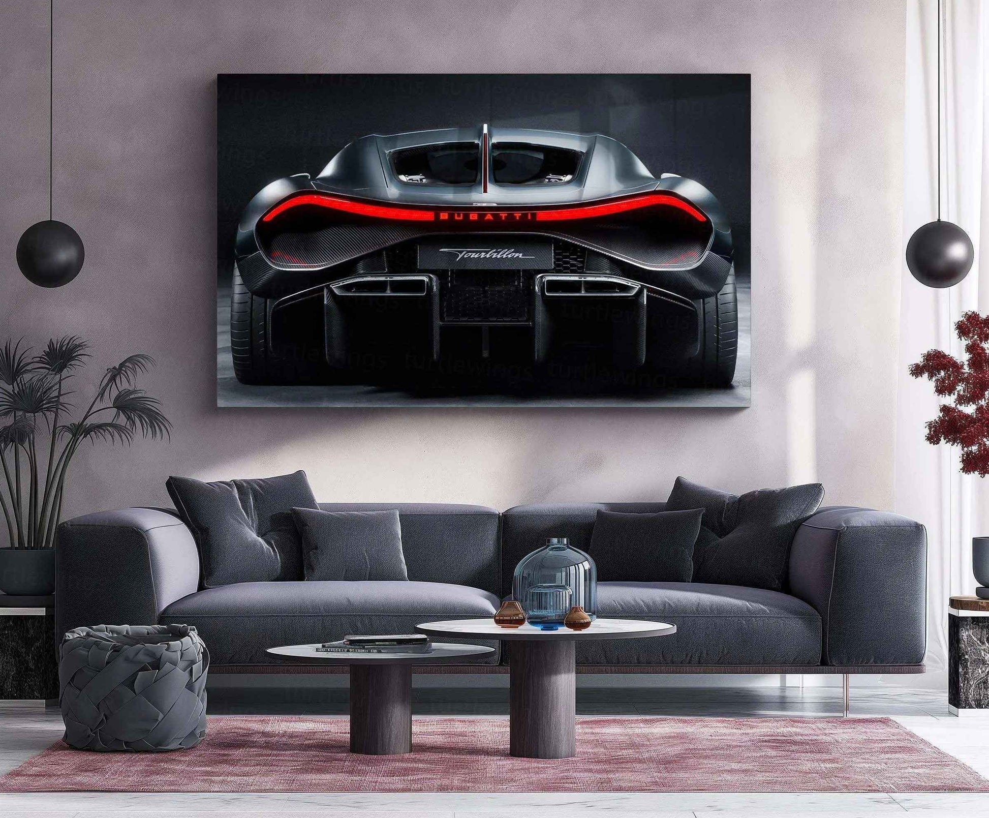 Bugatti Neon LED Metal Poster â Luxury Supercar Wall Art for Automotive Enthusiasts - TURTLEWINGS