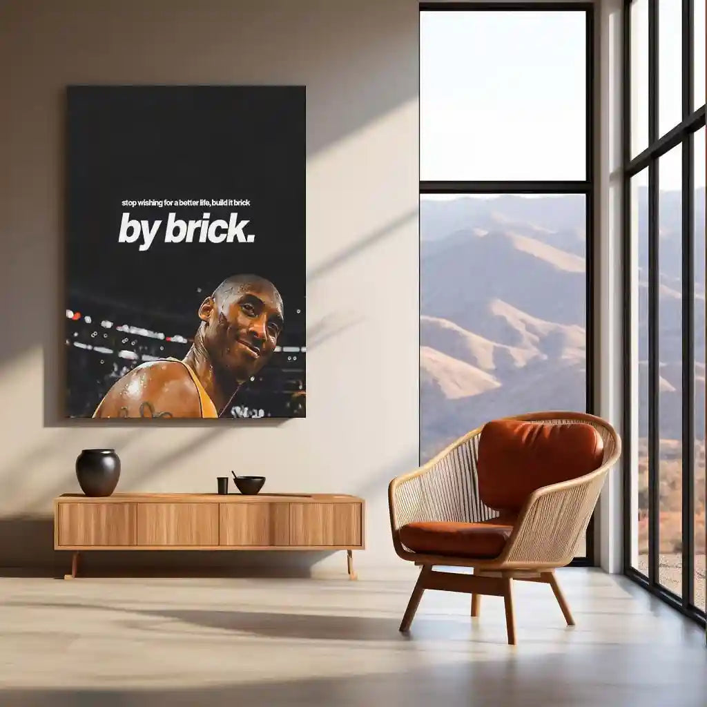 Quote Metal Poster | Kobe Bryant – Build It Brick by Brick Metal Frame Relentless Discipline & Process-Driven Success Basketball Wall Art | Mamba Mentality Quote Metal Poster - TURTLEWINGS