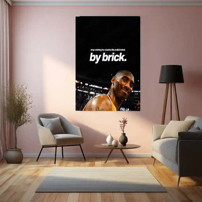 Quote Metal Poster | Kobe Bryant – Build It Brick by Brick Metal Frame Relentless Discipline & Process-Driven Success Basketball Wall Art | Mamba Mentality Quote Metal Poster - TURTLEWINGS