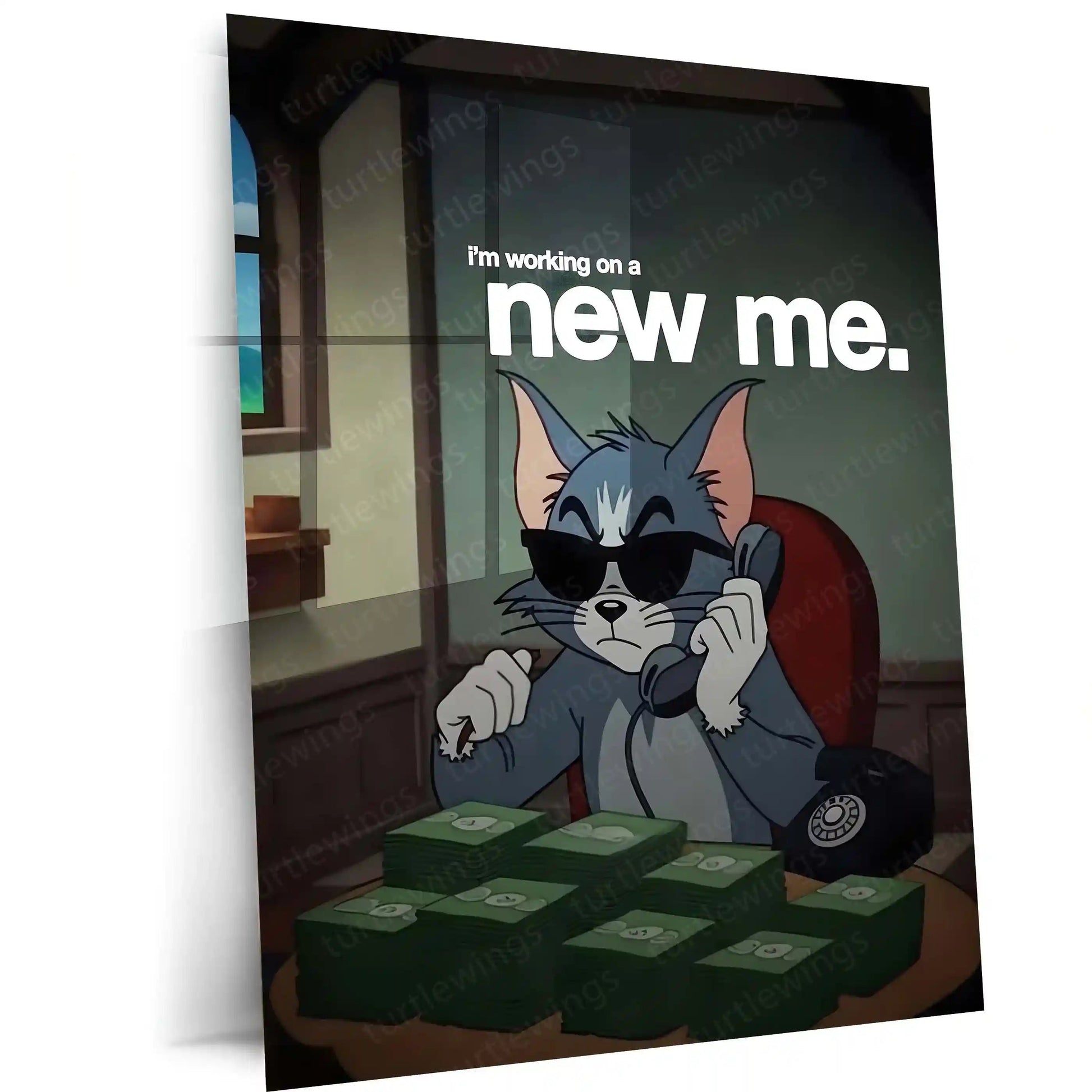 Quote Metal Poster | Building a New Me Metal Frame | Motivational Self-Growth Quote Wall Art | Premium Metal Poster - TURTLEWINGS