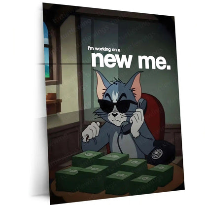 Quote Metal Poster | Building a New Me Metal Frame | Motivational Self-Growth Quote Wall Art | Premium Metal Poster - TURTLEWINGS