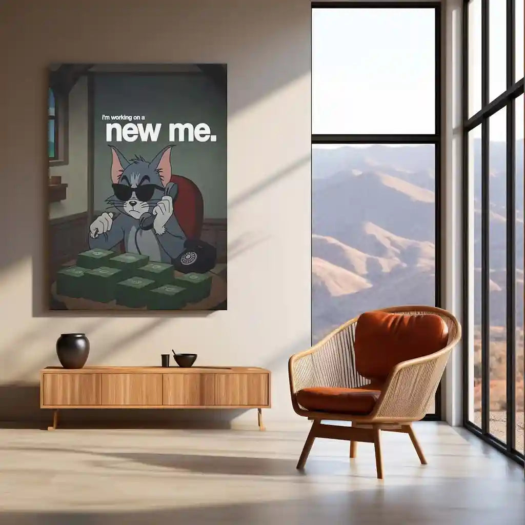 Quote Metal Poster | Building a New Me Metal Frame | Motivational Self-Growth Quote Wall Art | Premium Metal Poster - TURTLEWINGS