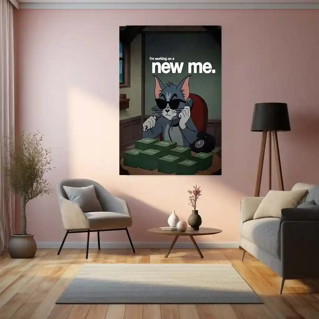 Quote Metal Poster | Building a New Me Metal Frame | Motivational Self-Growth Quote Wall Art | Premium Metal Poster - TURTLEWINGS