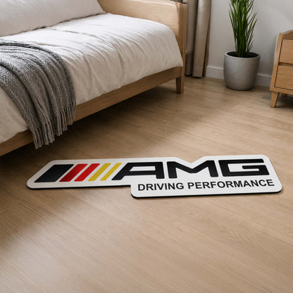 AMG Driving Performance Logo Flat Rug | Mercedes-AMG Inspired Motorsport Die-Cut Floor Decor | Premium Automotive Enthusiast Flat Rug
