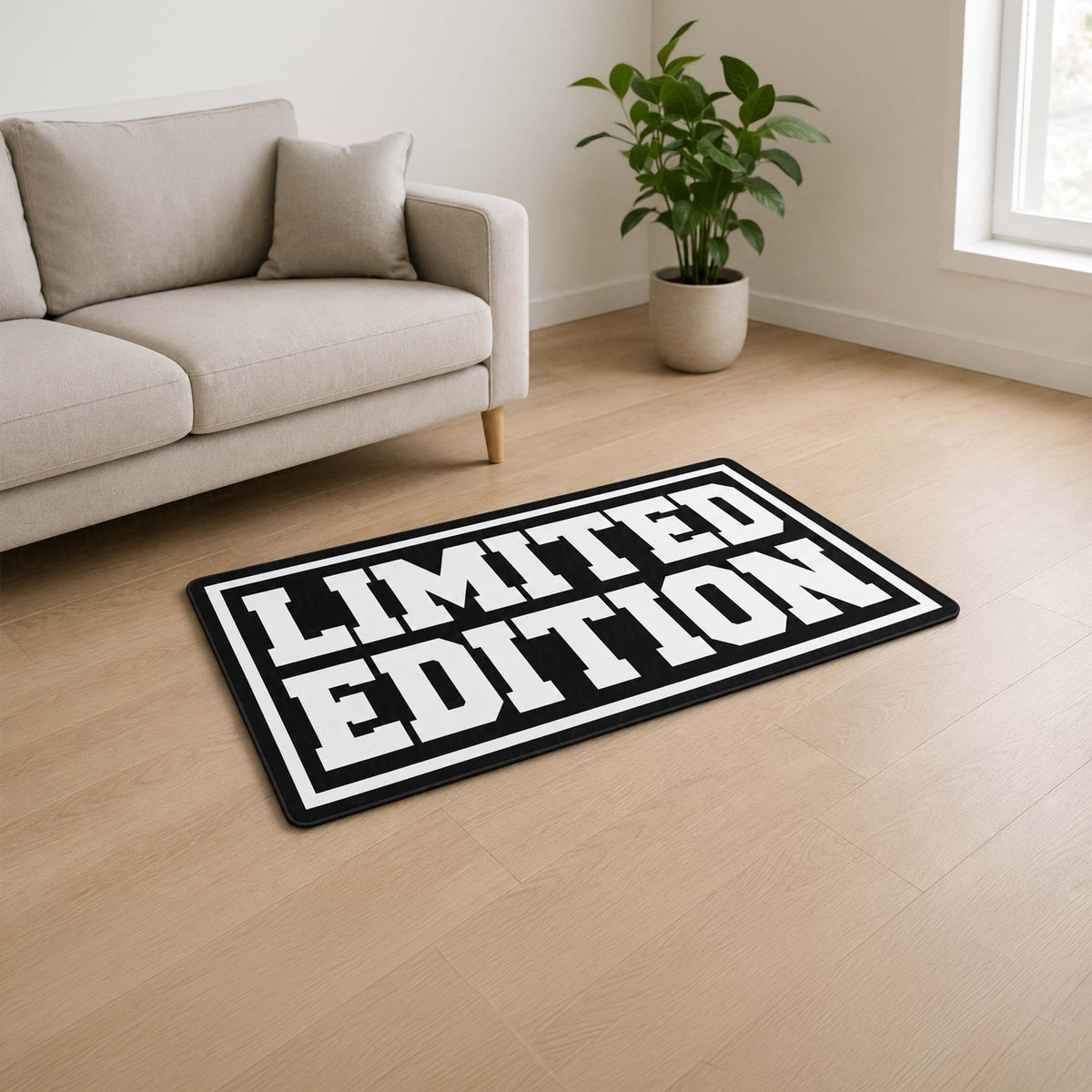 Limited Edition Typography Flat Rug | Bold Streetwear Statement Flat Rug | Modern Hype Room & Sneaker Decor