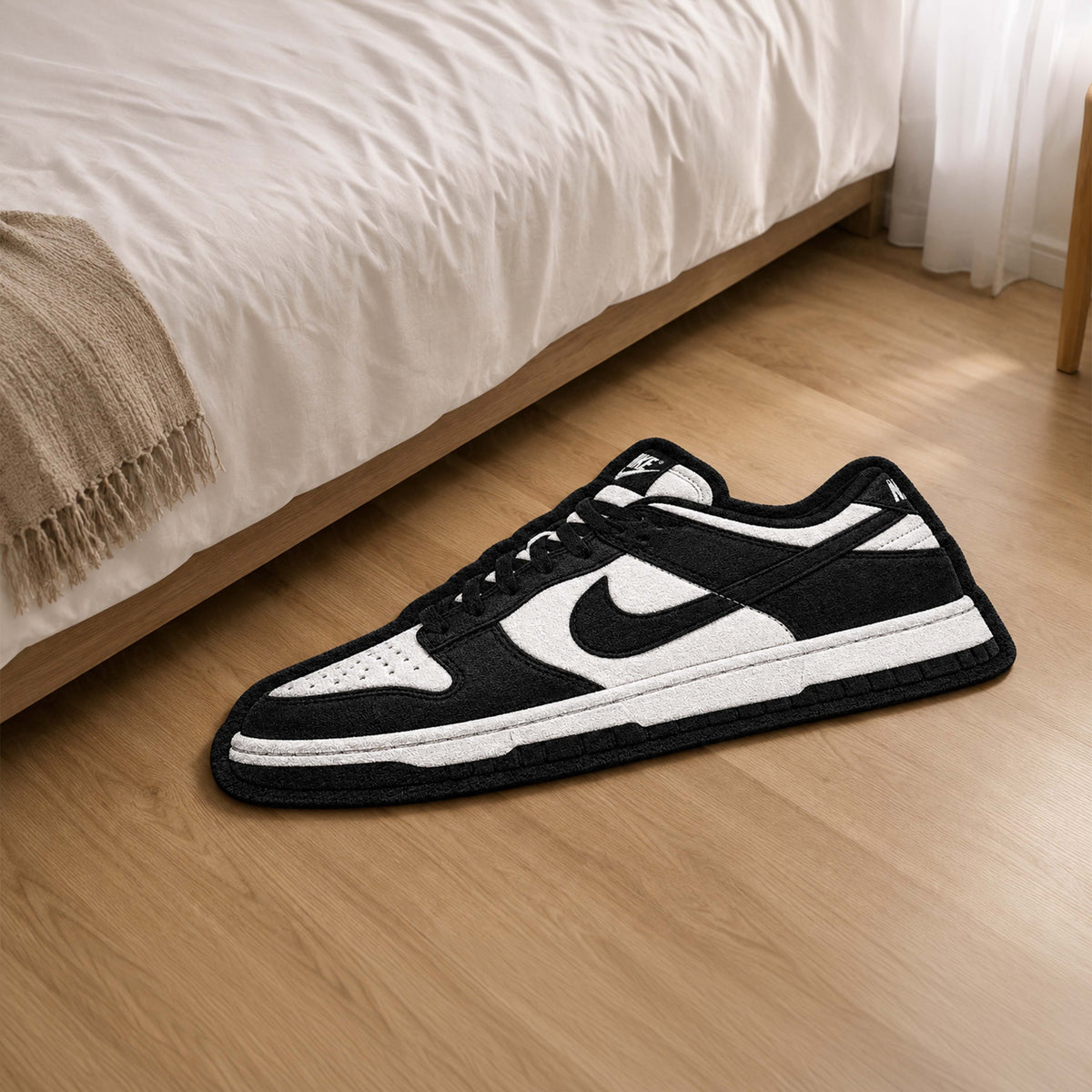 Nike Dunk Cut-out Flat Rug | Black & White Sneaker Flat Rug | Premium Streetwear Room Decor