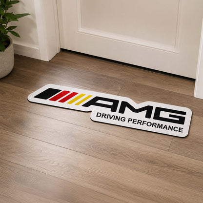 AMG Driving Performance Logo Flat Rug | Mercedes-AMG Inspired Motorsport Die-Cut Floor Decor | Premium Automotive Enthusiast Flat Rug
