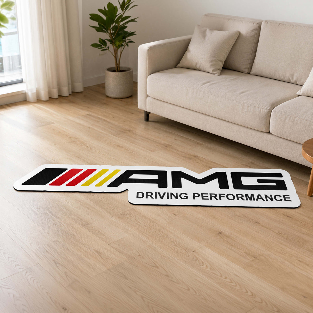 AMG Driving Performance Logo Flat Rug | Mercedes-AMG Inspired Motorsport Die-Cut Floor Decor | Premium Automotive Enthusiast Flat Rug