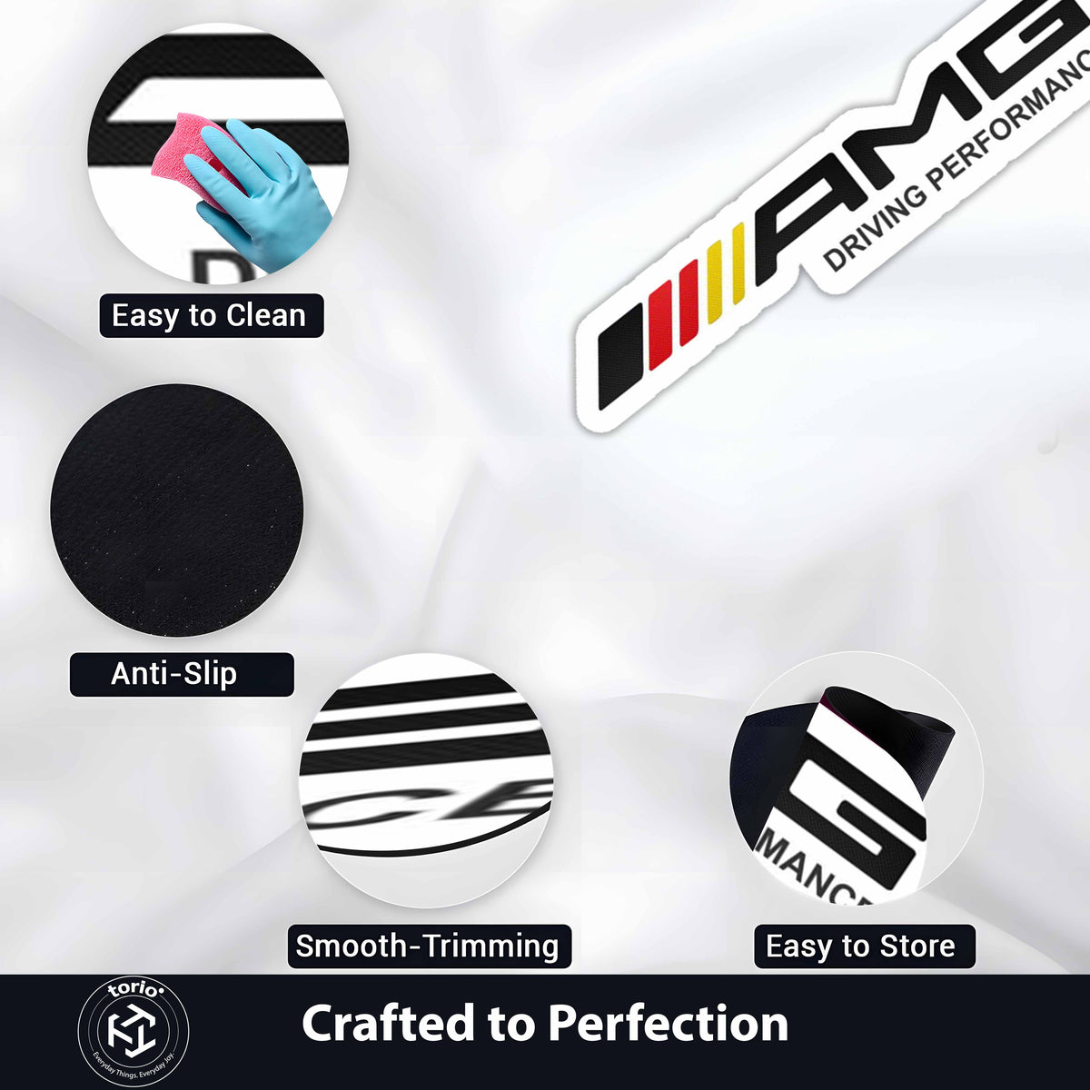 AMG Driving Performance Logo Flat Rug | Mercedes-AMG Inspired Motorsport Die-Cut Floor Decor | Premium Automotive Enthusiast Flat Rug
