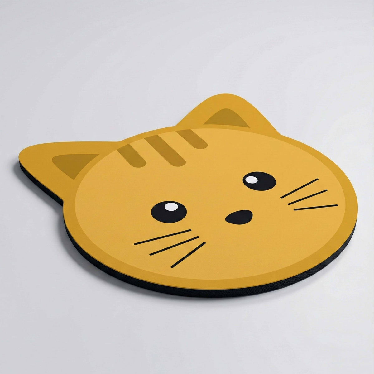 Cute Cat Face Floor Mat (3 mm Thick) | Minimal Cartoon Cat Shape Mat for Bedroom, Kids Room & Aesthetic Home Decor