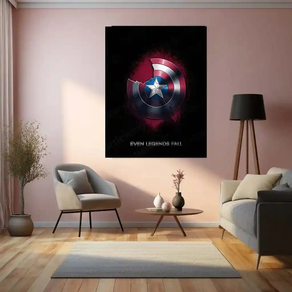 Marvel Metal Poster | Captain America Shield Metal Poster – Iconic Marvel Wall Art - TURTLEWINGS