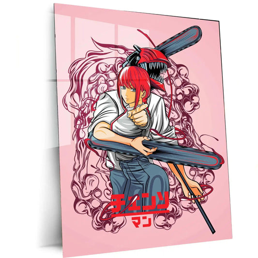 Anime Metal Poster | Chainsaw Man Metal Poster | Denji Action Wall Art | Dark Shonen Anime Decor - TURTLEWINGS