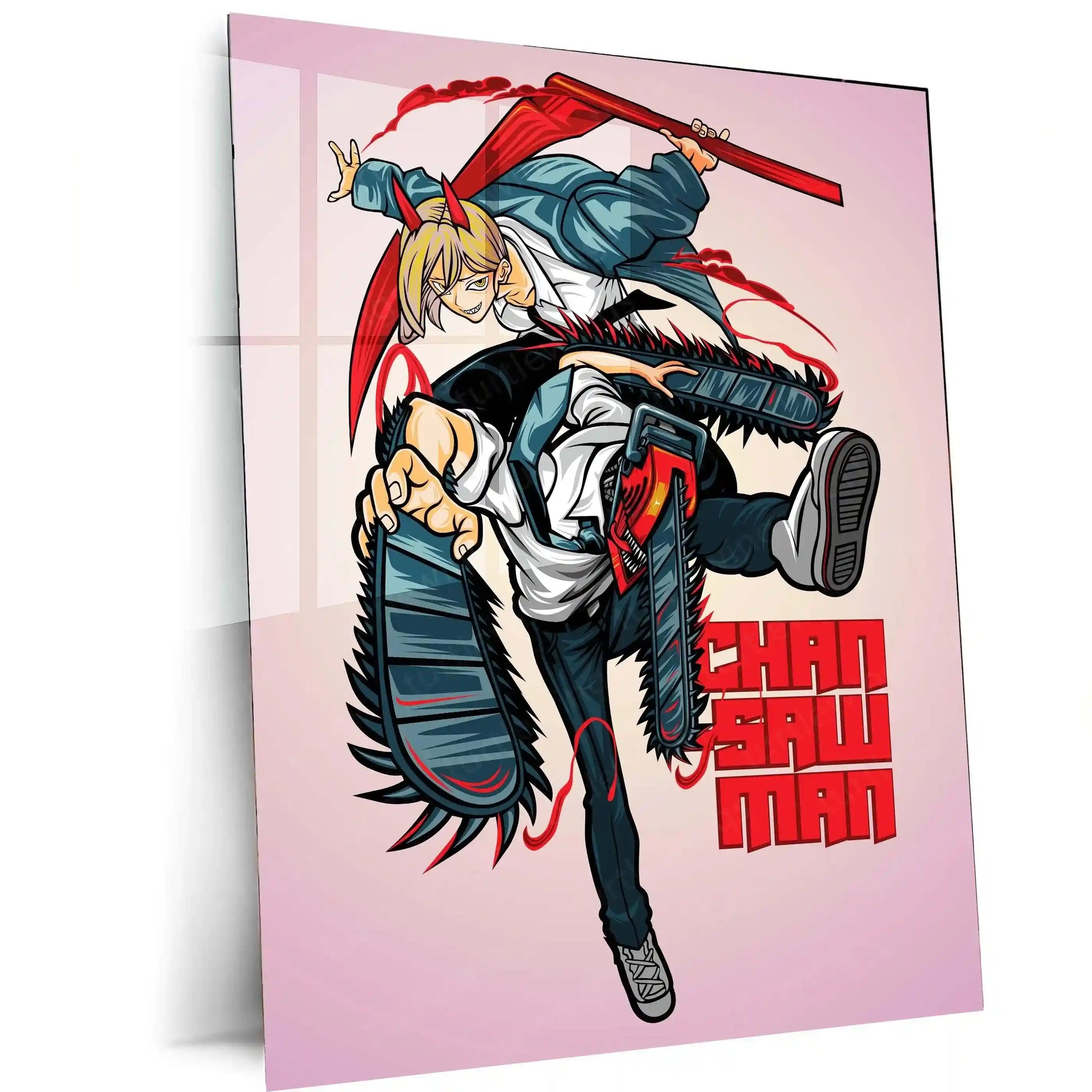 Anime Metal Poster | Chainsaw Man Metal Poster | Denji Action Wall Art | Dark Shonen Anime Decor 01 - TURTLEWINGS