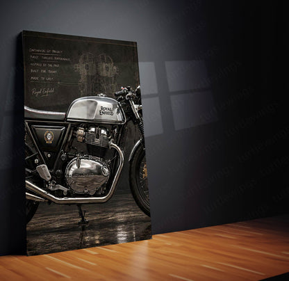 Bike Metal Poster Set of 3 | Royal Enfield Continental GT 650 Café Racer Triptych Wall Art