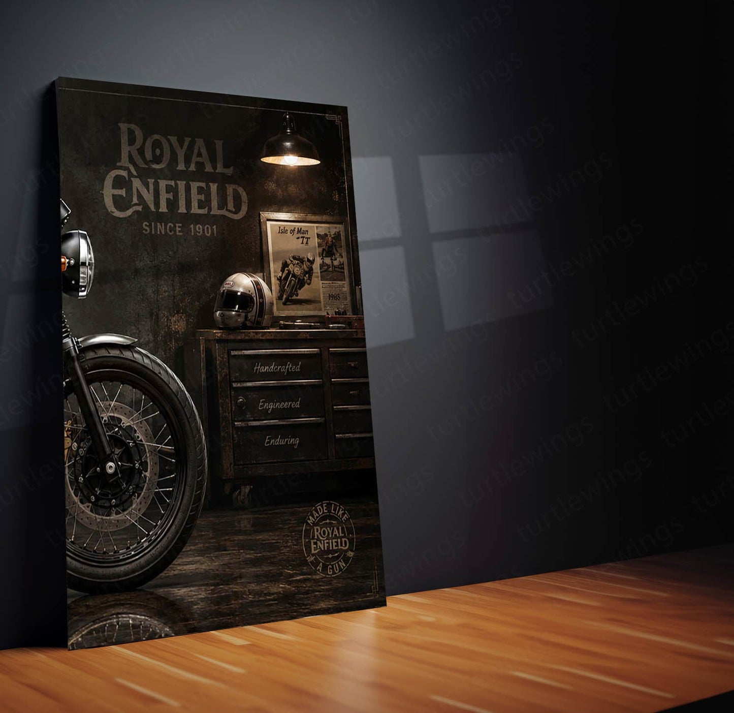 Bike Metal Poster Set of 3 | Royal Enfield Continental GT 650 Café Racer Triptych Wall Art