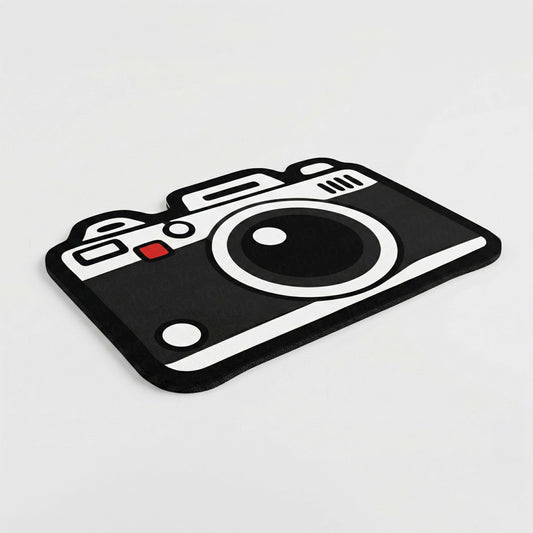 Vintage Camera Icon Floor Mat (3 mm Thick) | Photographer Cut-Out Flat Rug for Bedroom, Studio, Office & Creative Room Decor