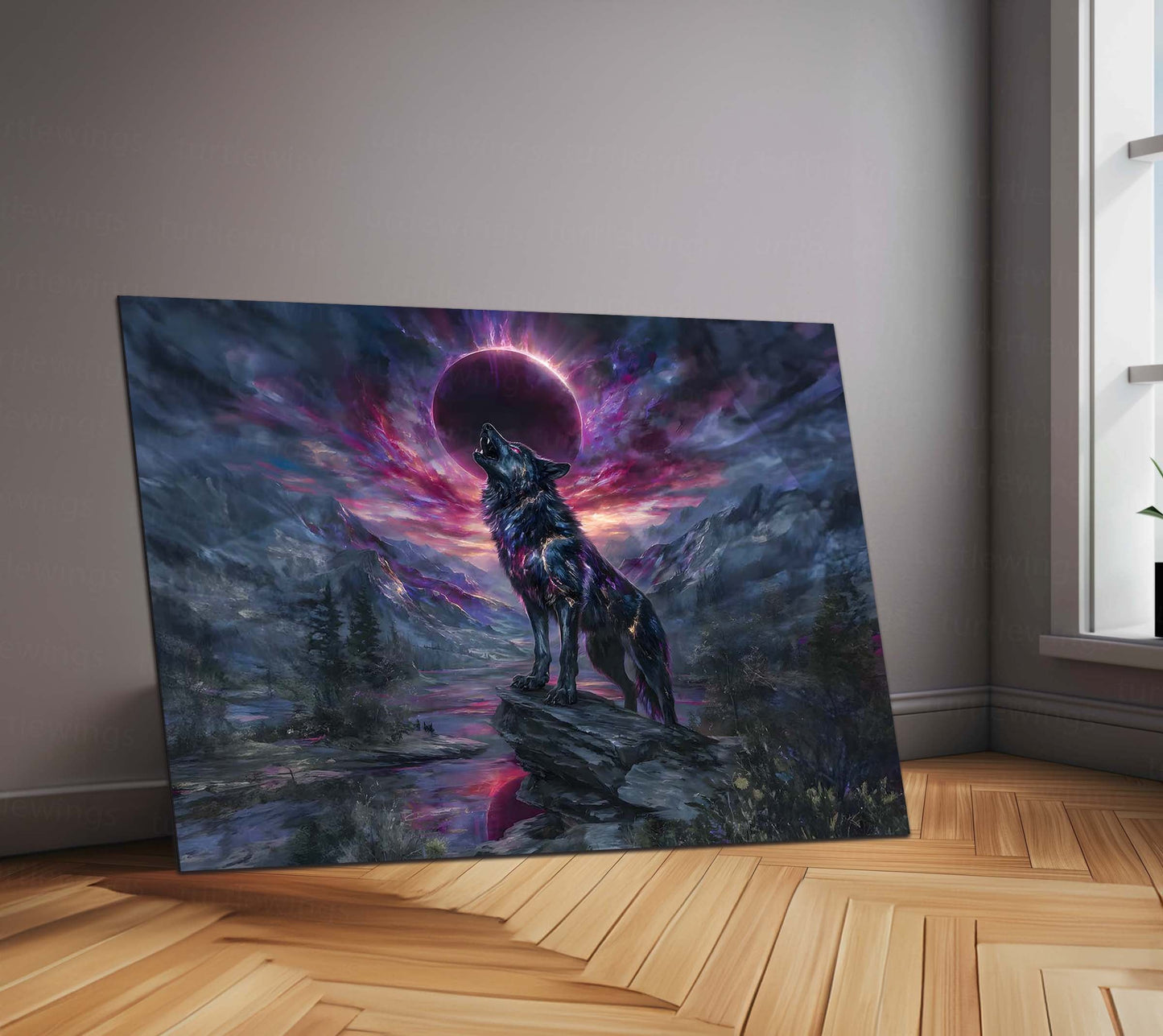 Celestial Howl – Galactic Wolf Under Eclipse | Fantasy Metal Poster