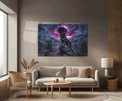 Celestial Howl – Galactic Wolf Under Eclipse | Fantasy Metal Poster