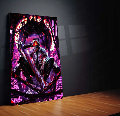 Anime Metal Poster | Chainsaw Man – Blood & Chaos | Dark Anime Metal Frame Brutal Power & Unhinged Energy Wall Art - TURTLEWINGS