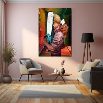 Anime Metal Poster | Chainsaw Man Metal Frame | Premium Anime Wall Art | High-Definition Metal Poster