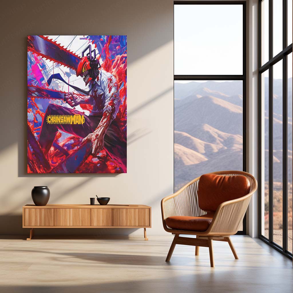Anime Metal Poster | Chainsaw Man – Devil Hunter’s Rage | Dark Anime Metal Frame Poster