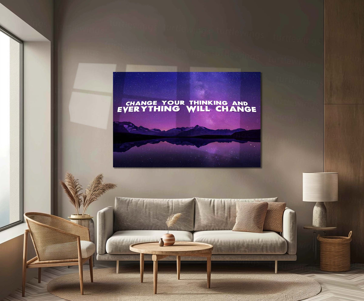 Quote Metal Poster | Change Your Thinking, Change Your Life – Motivational Quote Metal Poster | Inspirational Wall Art