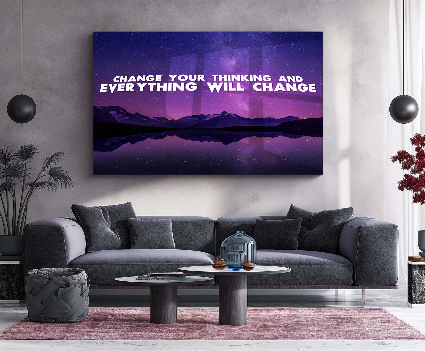 Quote Metal Poster | Change Your Thinking, Change Your Life – Motivational Quote Metal Poster | Inspirational Wall Art