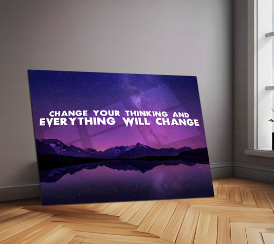 Quote Metal Poster | Change Your Thinking, Change Your Life – Motivational Quote Metal Poster | Inspirational Wall Art