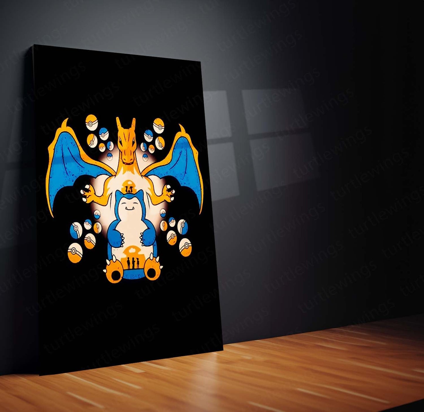 Charizard & Snorlax Power Duo Metal Poster  Legendary Pokémon Wall Art | Epic Trainer Collection Metal Frame by TurtleWings